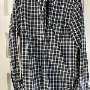 J. Crew Green and White Plaid Button Down Shirt